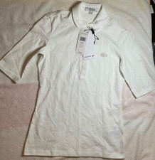 NEW NWT Lacoste Polo Shirt Women Size US XS; EU 32 White Golf Sleeve w/Stain