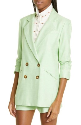 $698 - VERONICA BEARD Rupert Dickey Double Breasted Jacket In Pistachio Size 2