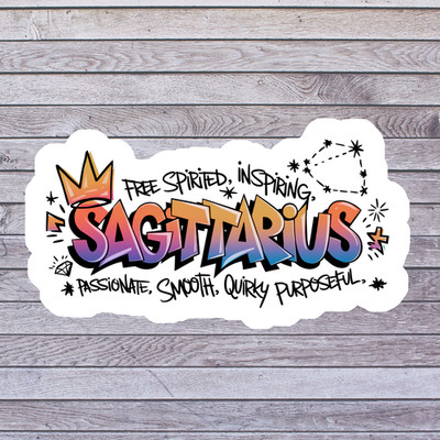 Sagittarius sticker vinyl decal zodiac graffiti traits constellation crown art