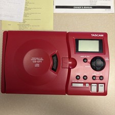 TASCAM CD-GT1 Red Portable CD Guitar Trainer Not Tested ,w/Instr And Pkg