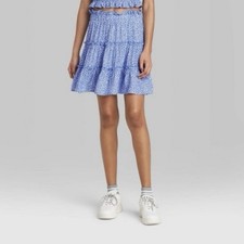 Wild Fable Tiered Ditsy Floral Mini Skirt Size Small Blue White Daisy NEW
