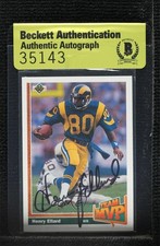 BAS 1991 Upper Deck Team MVP Henry Ellard #464 Authentic Auto 3c7