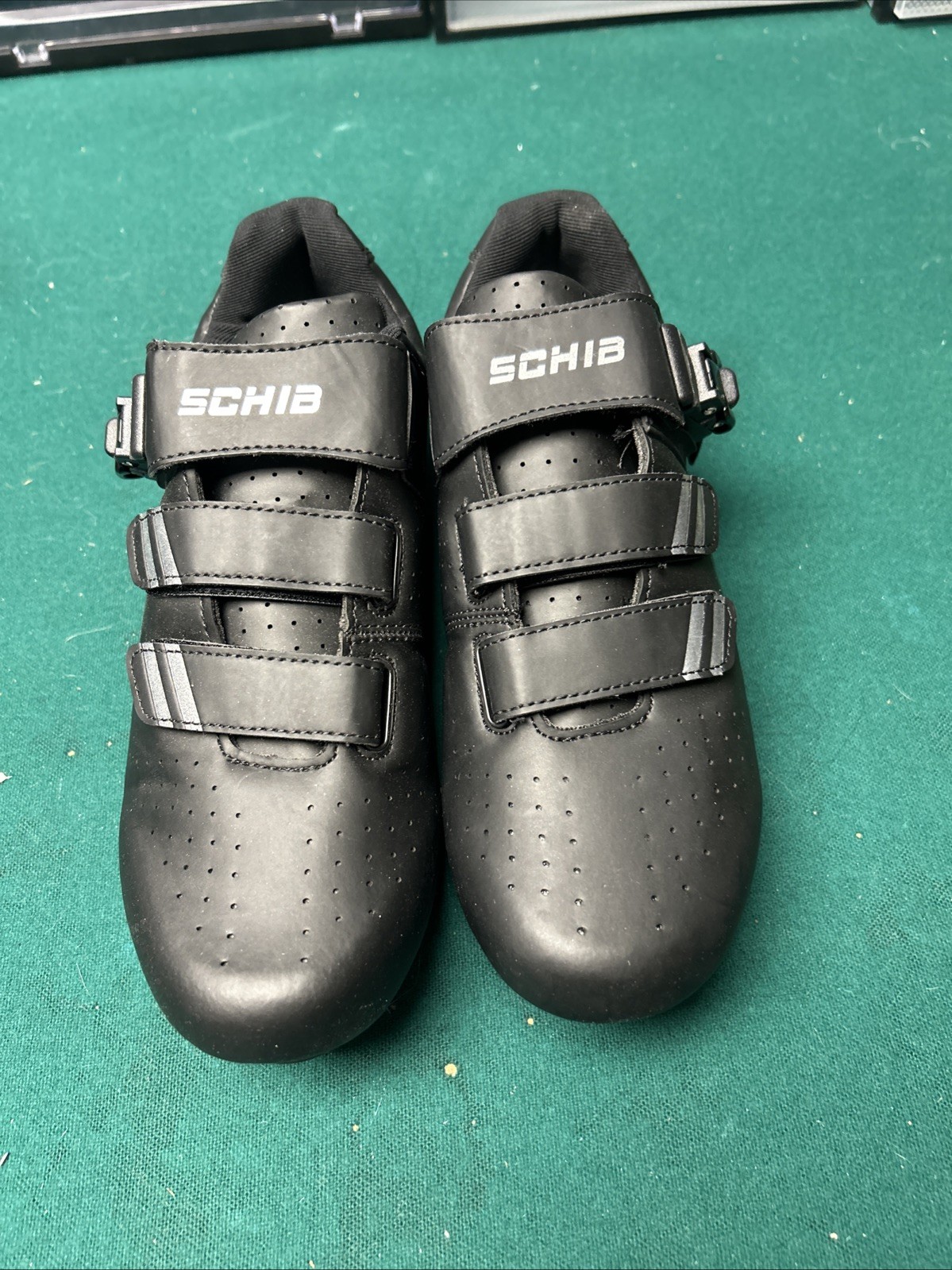 Zapatillas de ciclismo SCHIB negras con tres correas de gancho y bucle talla 42