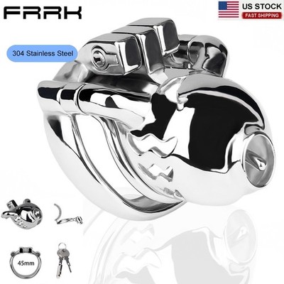 FRRK Male Chastity Cage 304 Stainless steel Chastity Device With Lock 45mm Ring