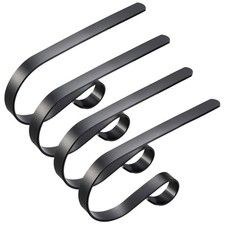 Christmas Stocking Holders for Mantle 4 Set Black Non-Slip Hangers Hooks