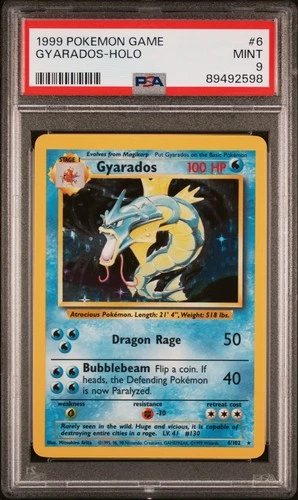 PSA 9 MINT Gyarados Holo Rare 6/102 1999 Pokemon Base Set English WOTC