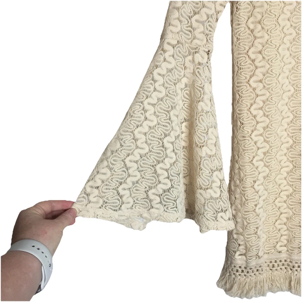 Mini Vestido Boho Jodi Kristopher Bell Manga Encaje Flecos Occidentales Talla Pequeña Foto 4 de 4