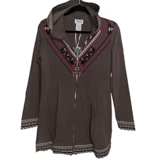 Monroe and Main Jacket Womens Medium Hood Zip Boho Hippie Southwestern Aztec New