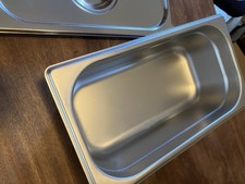 Vogue Stainless Steel 1/3 Gastronorm Tray 100mm Bain Marie Steam Table Pan & Lid