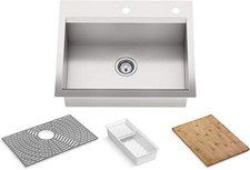 Kohler K-80086-2PC Task 27" Undermount Single Basin Stainless Steel Kitchen Sink