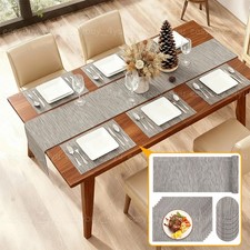 6 Placemats & 6 Coasters Table Runner Non-Slip Washable Dining Table Place Mats