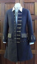 Mens Captain's Frock Coat Black Pirate Wool Coat
