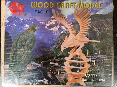 New! Wood Craft Model Eagle 3D Puzzle Kit DIY Construction CX417- Sealed!