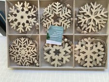 Holiday Craft 18 Piece DIY Wood Snowflake Ornament Set
