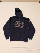 London England Hoodie Large Navy Blue Union Jack UK Souvenir Pullover Sweatshirt