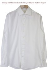 SUITSUPPLY Traveller Men's Formal Shirt 40/15 3/4 Slim White Cotton Twill