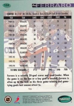 Ray Ferraro 1994-95 Parkhurst 134 New York Islanders Hockey Card - Picture 2 of 2