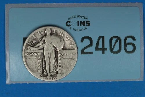 1930-S 25C STANDING LIBERTY SILVER QUARTER EARLY US TYPE COIN RAW-2406