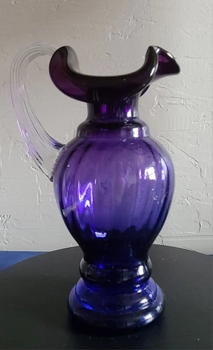 Undecorated Fenton Purple Pitcher Signed by Bill Fenton