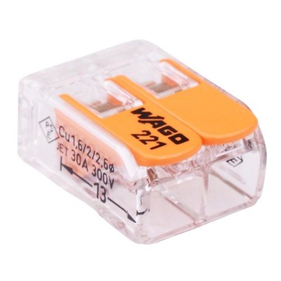 50 x 221-612 WAGO 2-Way Compact Lever Connector 6mm² 41A