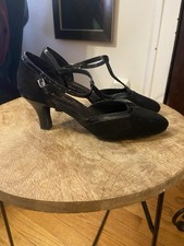 Ballroom Latin Tango Salsa Dance Shoes Black/White, Size 7. 5 Suede Bottom