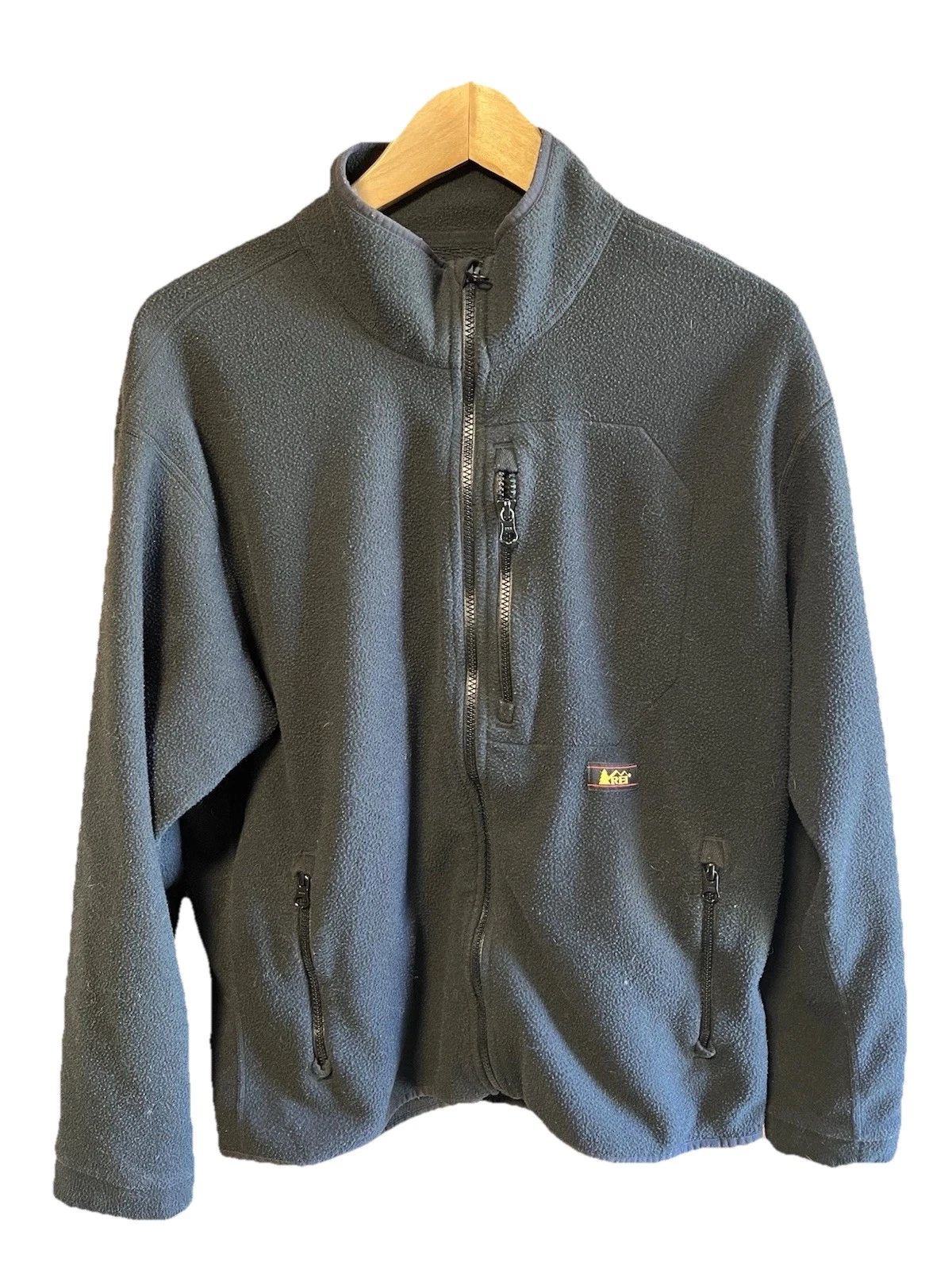 Vintage 90s REI Full Zip Men’s Medium Black Fleece Outdoor Nature Comfy VTG