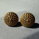 Miriam Haskell Vintage Gold Tone Round Clip-On Stud Earrings