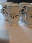 Set of 4 Ceramic Mugs Bird Floral Pattern Multicolor Decorative  gold rimmed  — photo 5