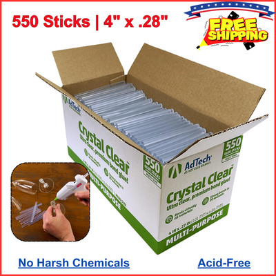 AdTech Hot Glue Sticks, 4 Inch Mini Size, Clear (550 Sticks) | Multi-Temperature