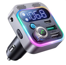 JR-CCB01 48W Dual Mic Wireless Bluetooth Car FM Transmitter With Screen