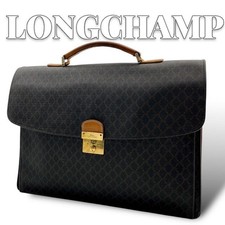 Longchamp 8548 Leather Mens Business Bag Allover Pattern Authentic Genuine