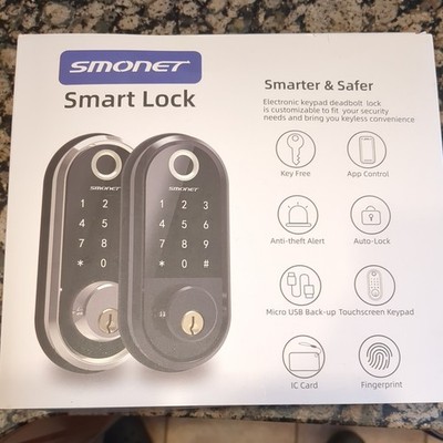 SMONET Fingerprint Smart Door Lock WiFi Keyless Entry Electronic Keypad Deadbolt