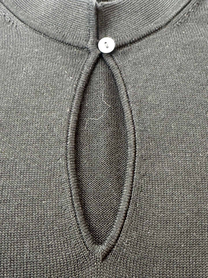 Suéter Top Brooks Brothers Negro Manga Corta Abullonada Cerradura Seda Talla M Foto 3 de 4