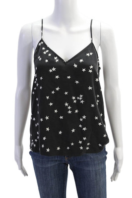 Equipment Femme Womens Silk Geometric Print Sleeveless Tank Blouse Black Size XS