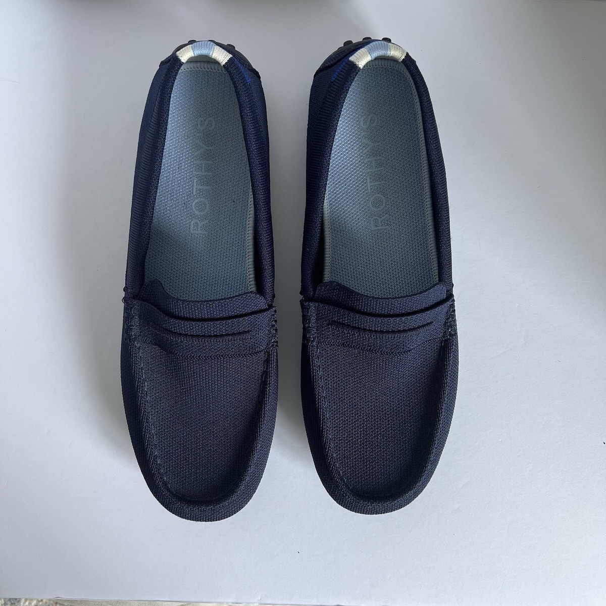 Rothys The Driving Loafer Mens Slip On Shoes Navy Blue Size 12 The Driving Loafer in Navy Herringbone for Men | Rothy main image 2
