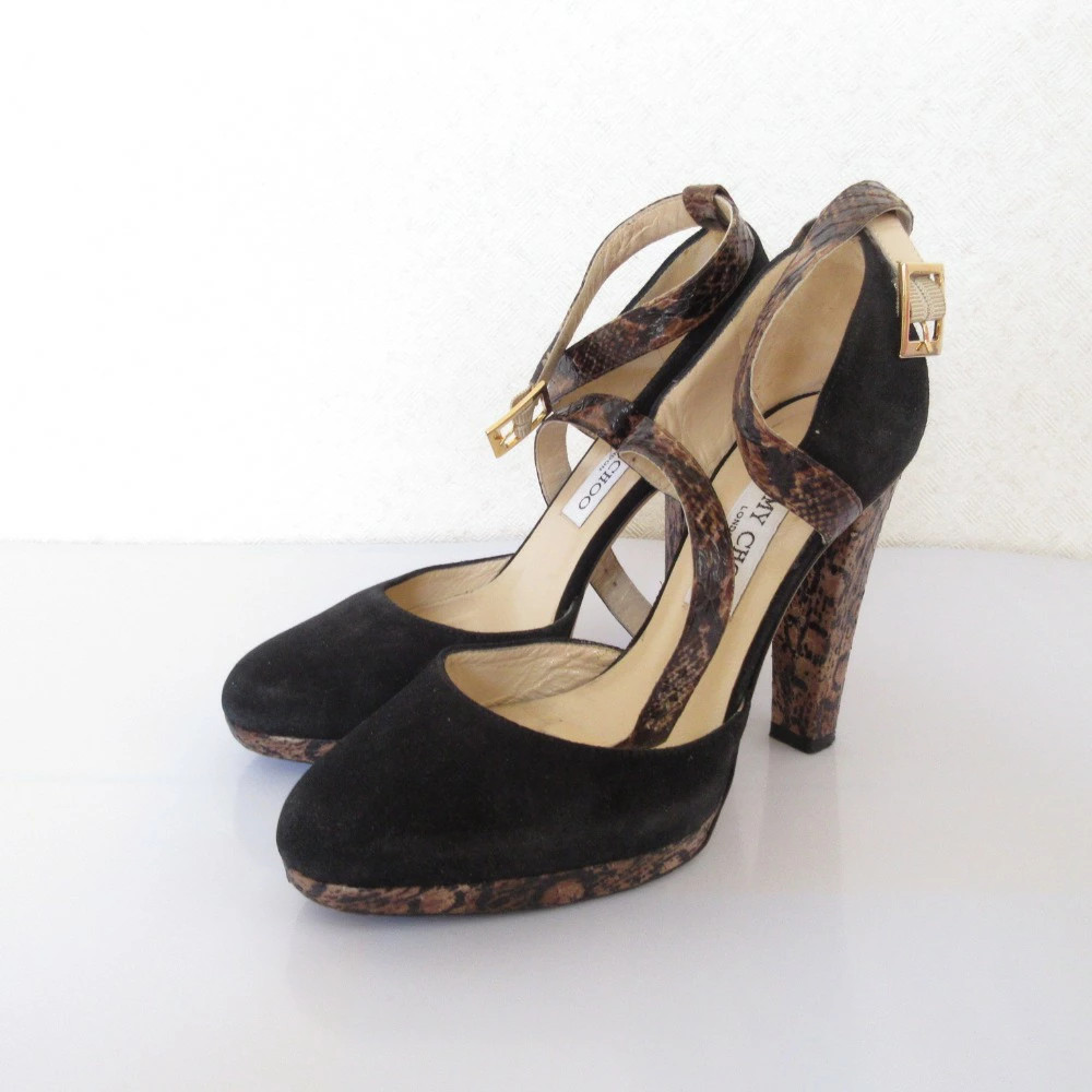 Jimmy Choo Python Pattern Heel Ankle Strap Pumps … - image 1