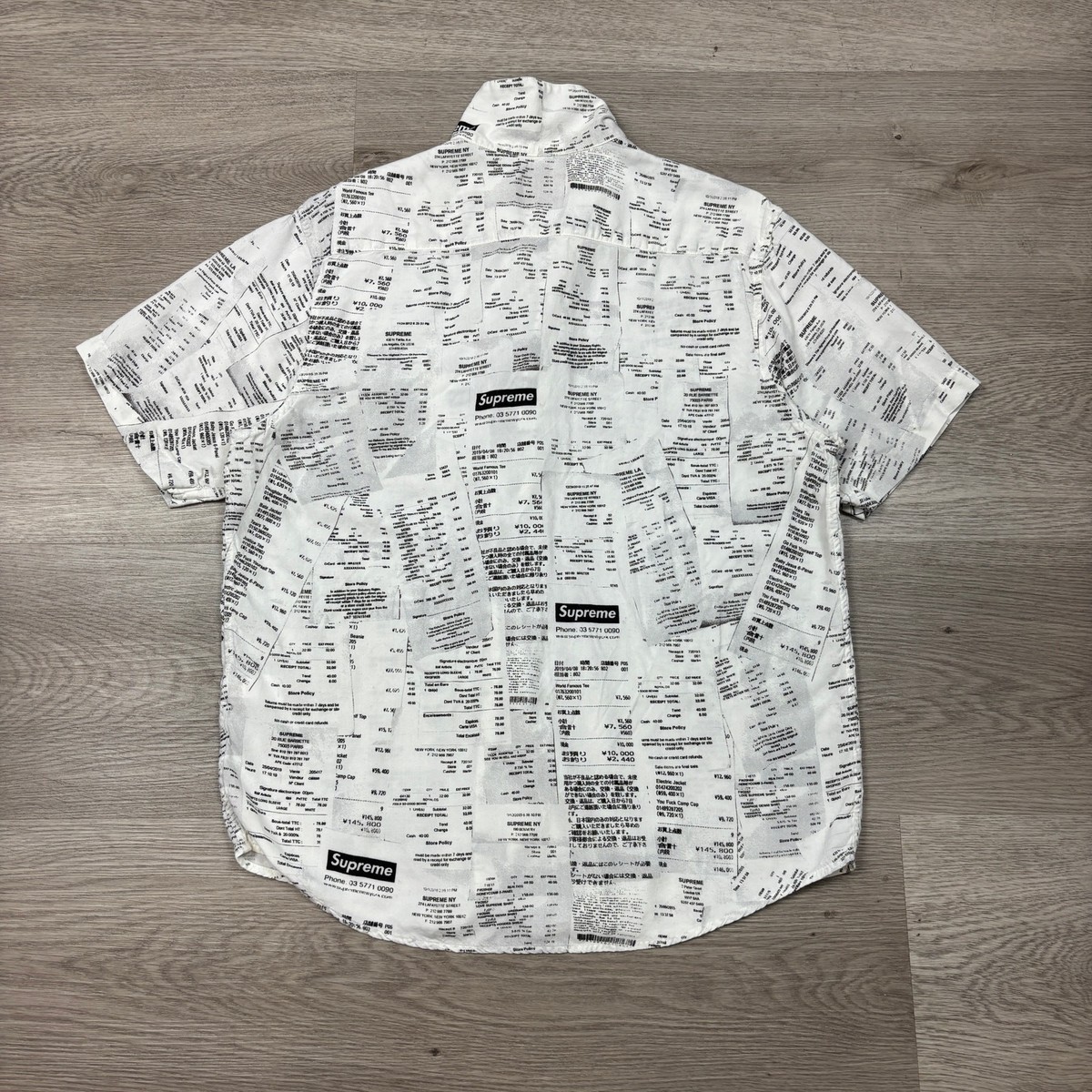 Rare Supreme Receipts Rayon Short Sleeve Button Up Shirt Men's