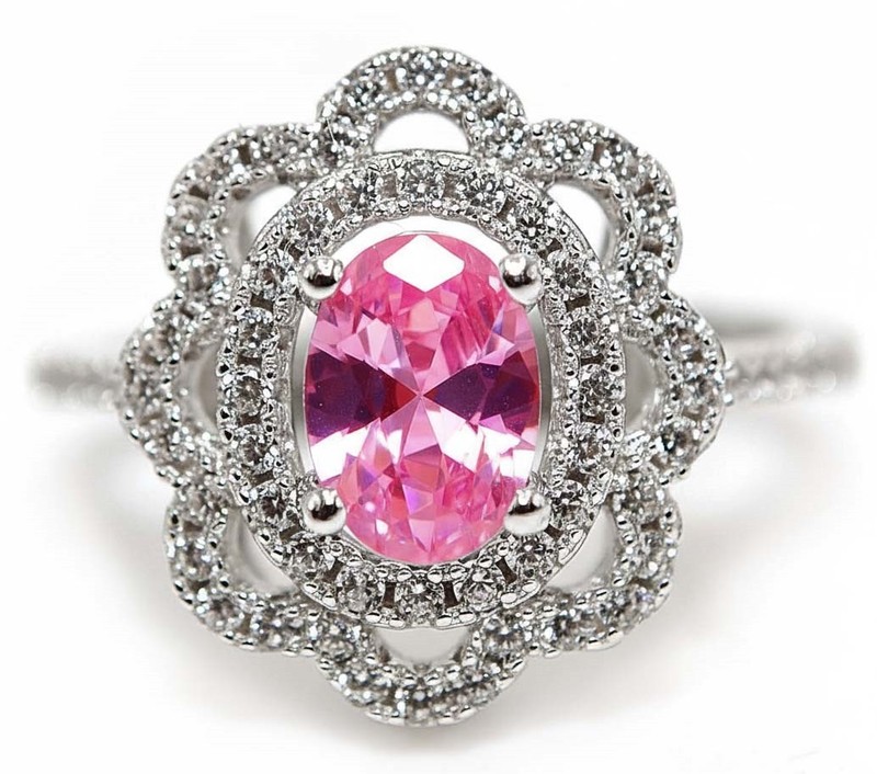 3CT Heat Treated Pink Topaz 925 Solid Sterling Silver Ring Jewelry Sz 7