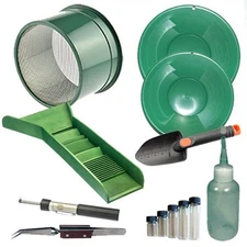 Sluice Monkey M5P Gold Panning Kit 10" & 12" Gold Pans, 6" Mimi Classifier, Via