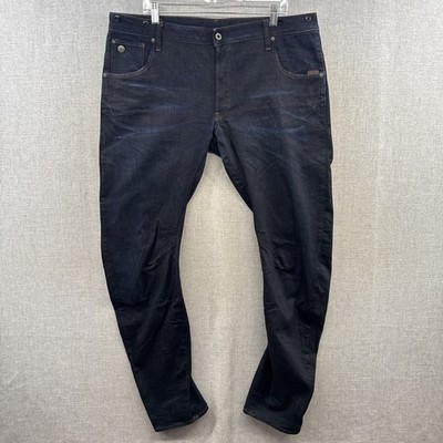 G-Star Raw Arc 3D Slim Jeans 40x32 Tapered Low Rise Button Fly Blue Dark Denim*