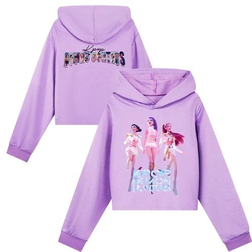 girls KPop demon hunters Casual Sweatshirt Pullover Hoodie Top Pants Outfit Sets - Image 4 of 4