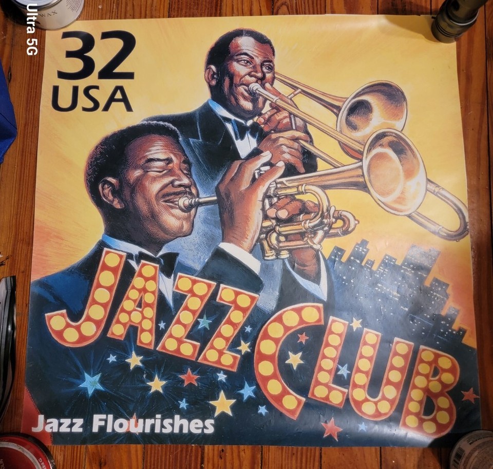 USPS jazz club stamp poster 18.5" x 18.5" eBay