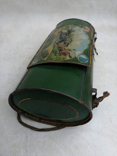 Tambor botanizado chapa con litografía caballos jockey 24,5 cm antiguo antiguo - Imagen 8 de 10