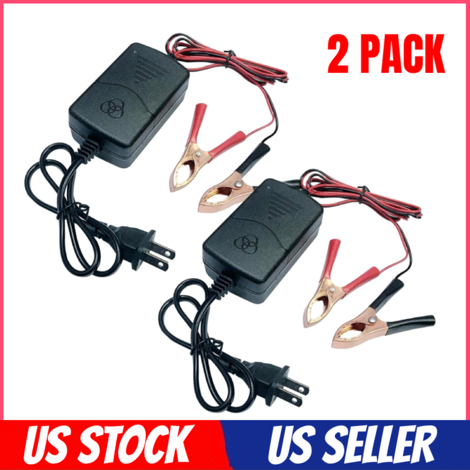 2PCS Car Battery Charger Maintainer 12V Trickle RV for Truck Motorcycle ATV Auto