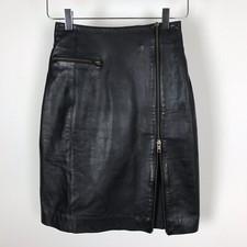 VTG STATE OF CLAUDE MONTANA Black Leather Pencil Skirt Avant Garde EU 36 US 4
