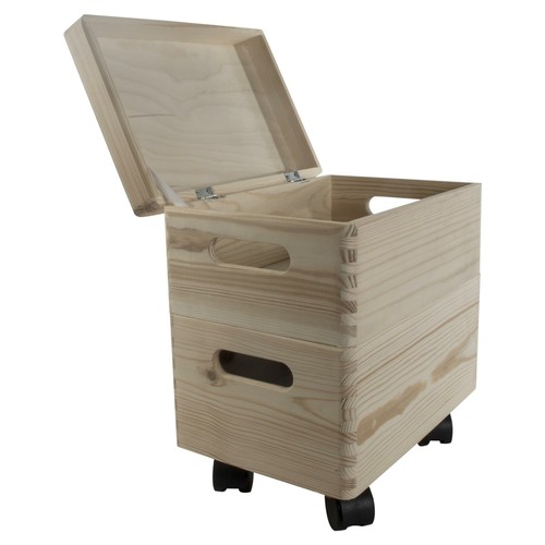 Set of 2 Small Wooden Stackable Storage Boxes| 30 X 20 X 32 cm |Decorative Pine - Picture 8 of 8
