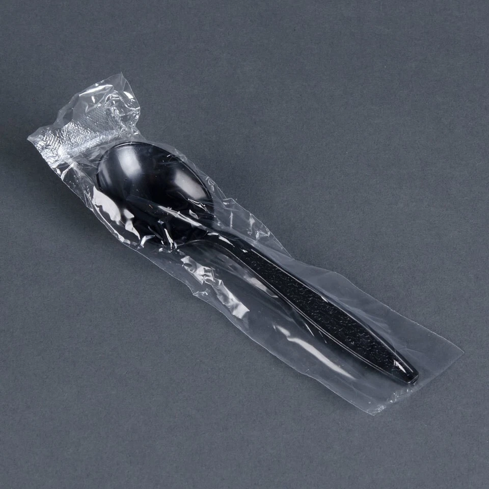 1000PCS Individually Wrapped Plastic Spoons Heavy Weight in White/Black - Image 2 of 2