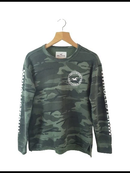 Hollister Womens Camouflage Green Knit Pullover Hoodie Sweatshirt Size XS |  eBay