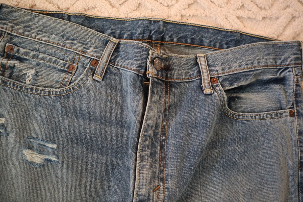 NWT Light Blue Denim LEVI STRAUSS 511 Distressed Jeans 38 x 32 | eBay display picture 1