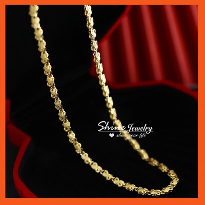 24K GOLD FILLED SOLID 4MM INFINITY PATTERN 3D ANCHOR CHAIN WOMENS NECKLACE 50CM